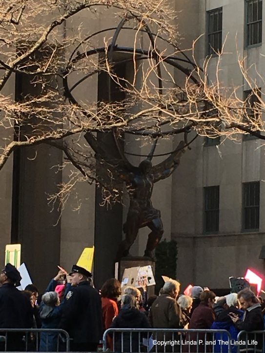 Atlas on Fifth Avenue during the Women's March on NY 1-21-17
