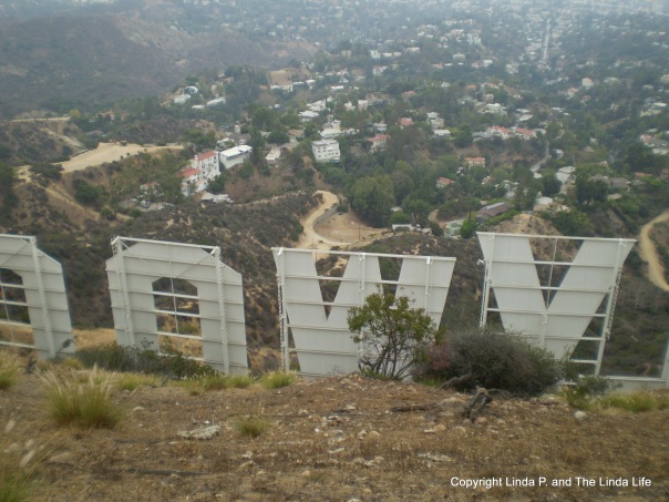 Above and behind the Hollywood sign in Los Angeles in September 2014